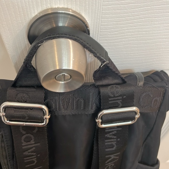 CALVIN KLEIN // black fashion backpack // fold over // TONS of zipper pockets - Picture 16 of 16